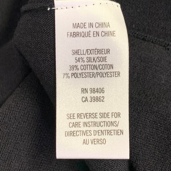 THEORY Size S Annarey Black Cotton Silk Blend Long Sleeve Knee Length Dress - Picture 6 of 7